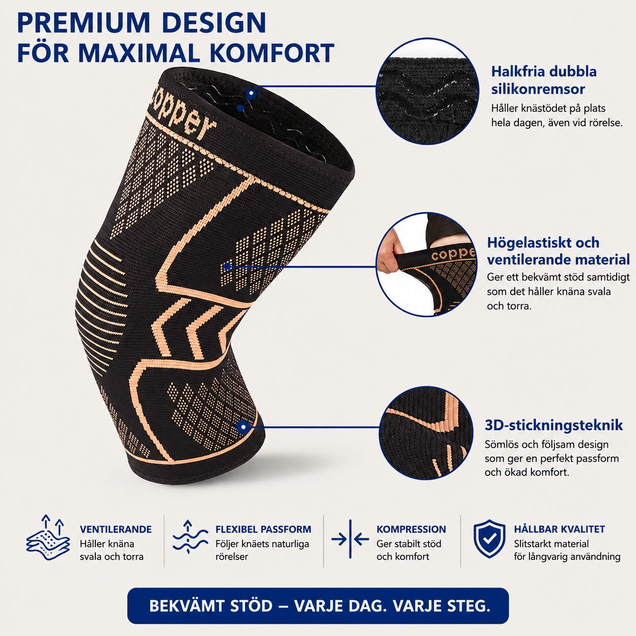 CopperFlex™ Kompressions knästöd 2-pack