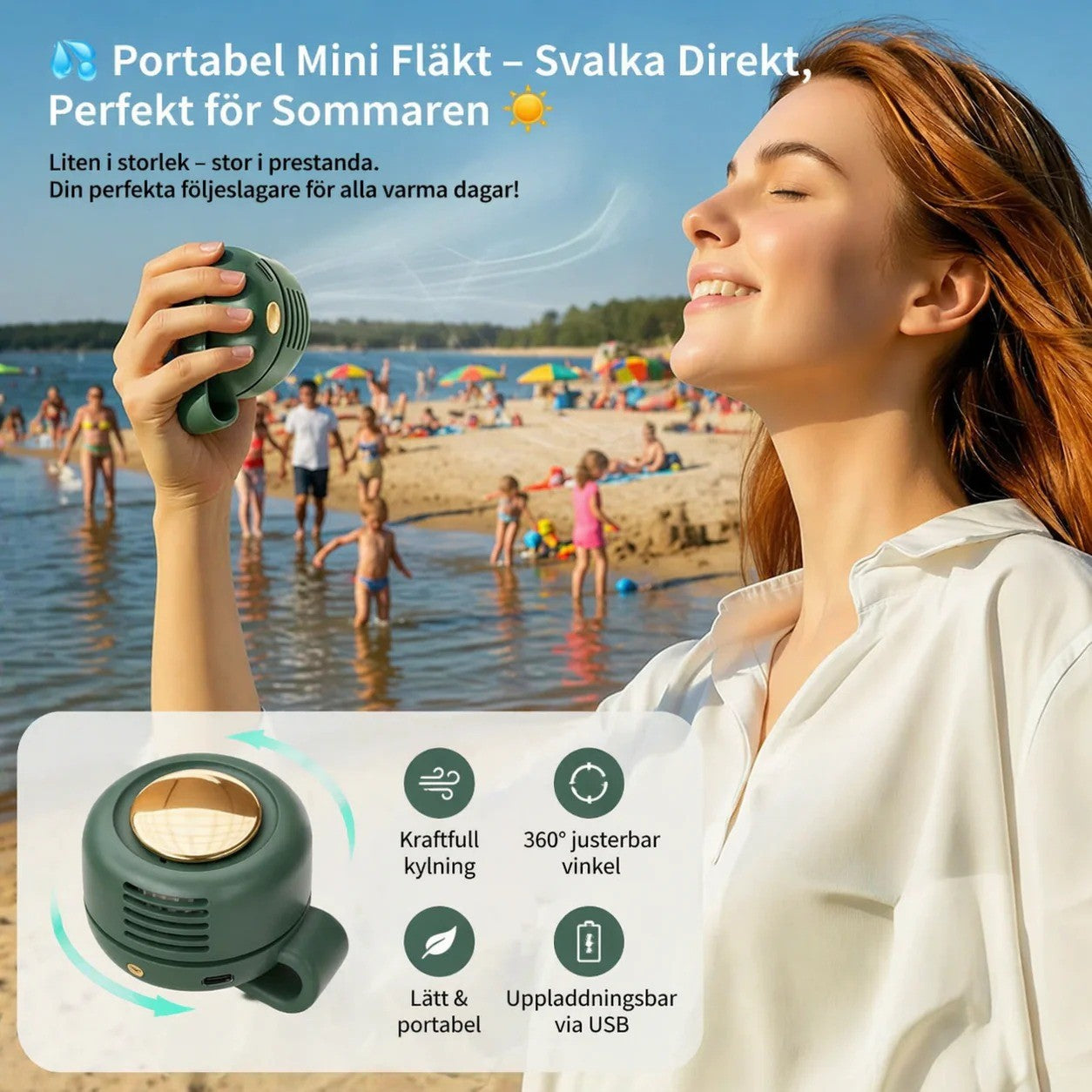 Portabel Mini-Fläkt för Sommar & Resor