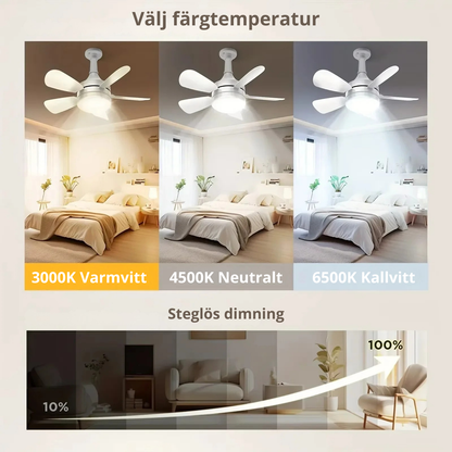 Takfläkt med LED-lampa & Fjärrkontroll